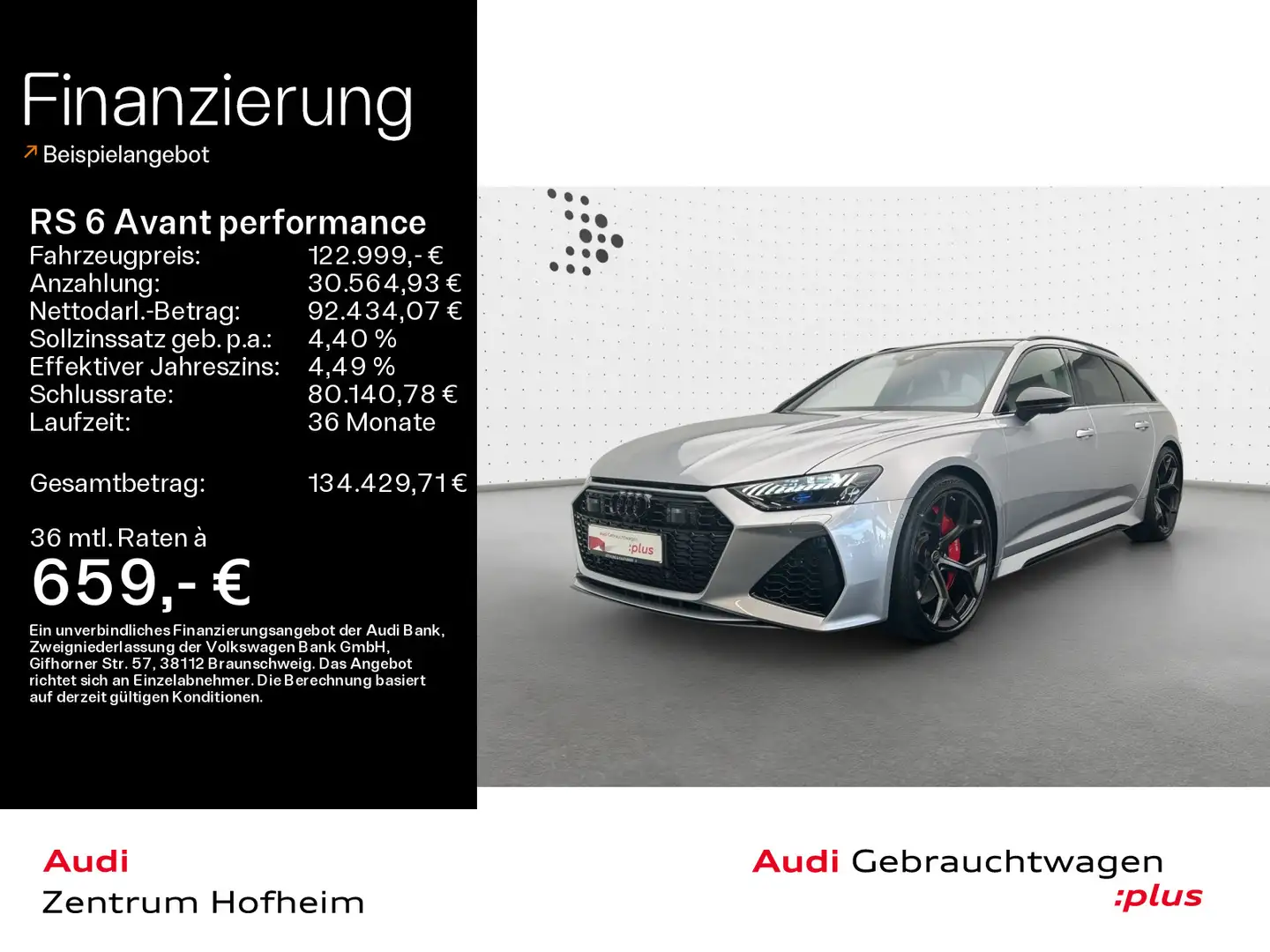 Audi RS6 *280 km/h*B&O*HUD*Pano*Sta Silber - 1