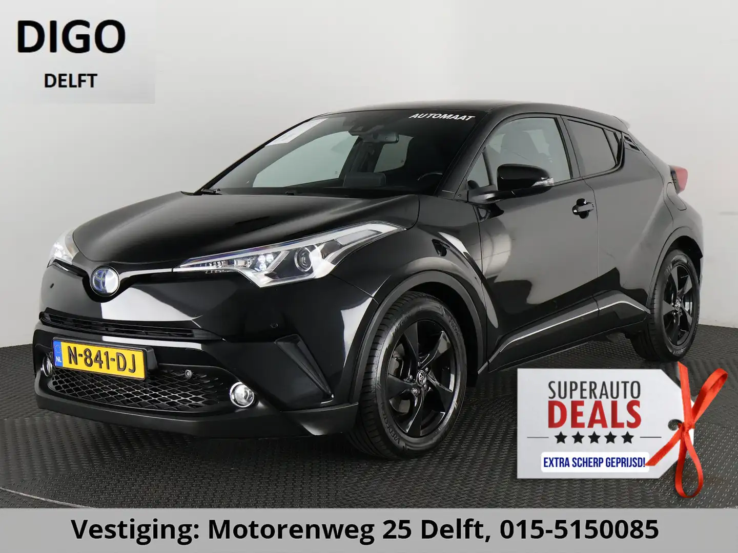 Toyota C-HR 1.8 Hybrid Dynamic Navi. GARANTIE TOT 08-2028! . A Zwart - 1