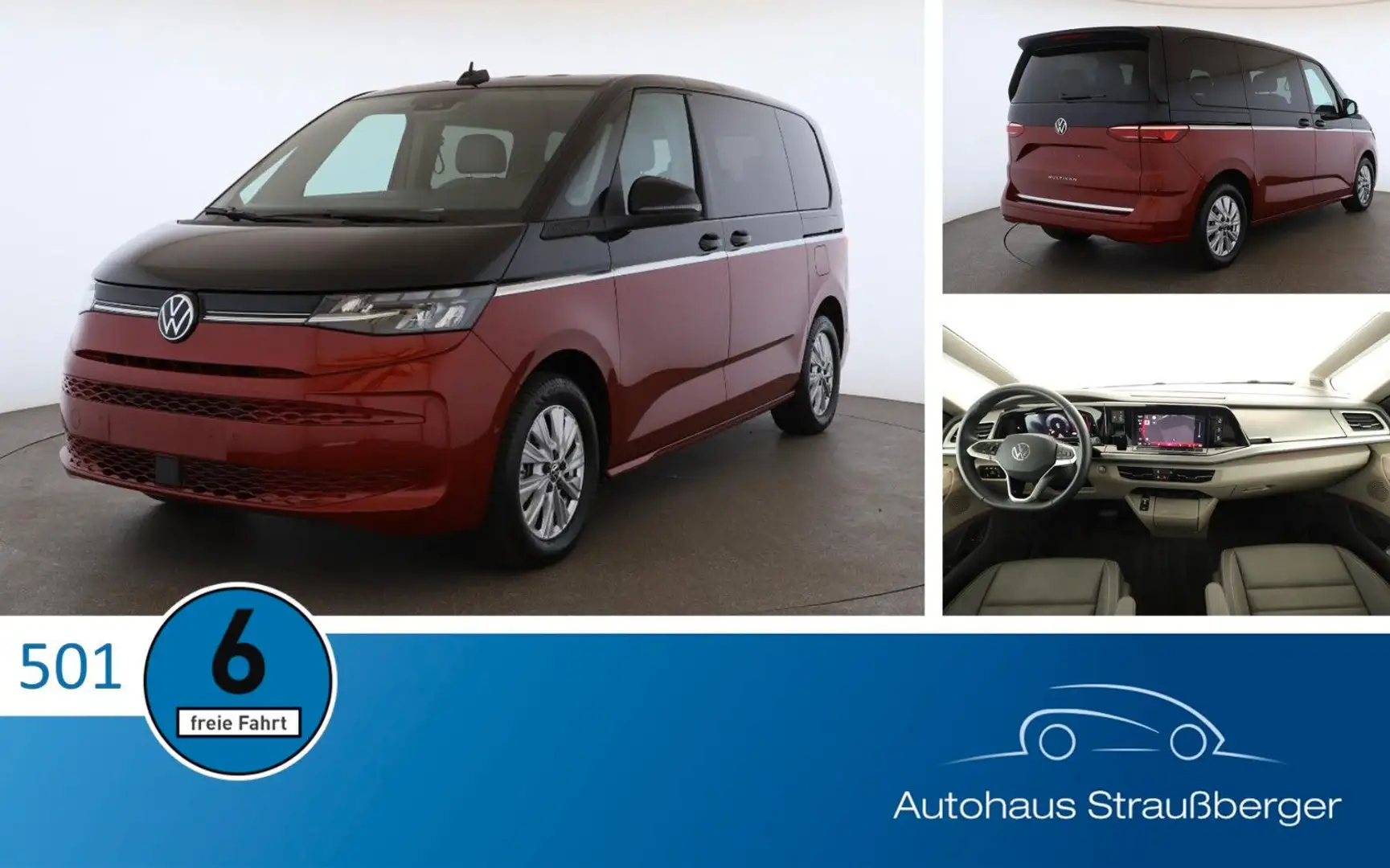 Volkswagen T7 Multivan KÜ Life AHK ACC RFK QI Easy Open Adv Rot - 1
