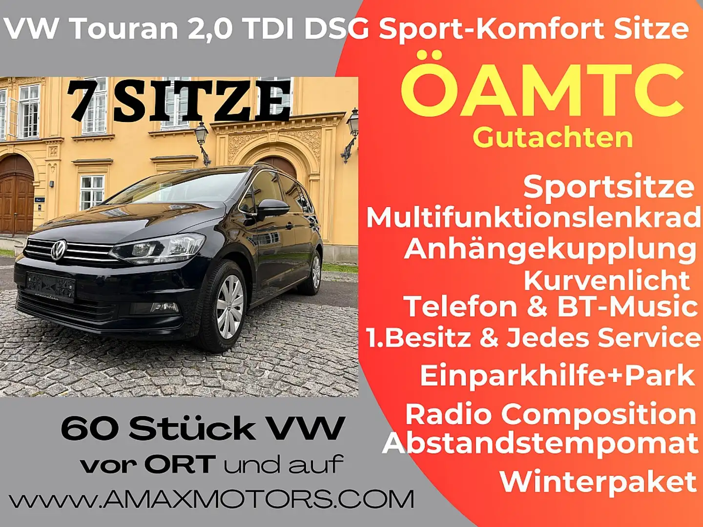 Volkswagen Touran 2,0 SCR TDI DSG 7 SITZE , NAVI Sitzheizung, Spo... Nero - 1