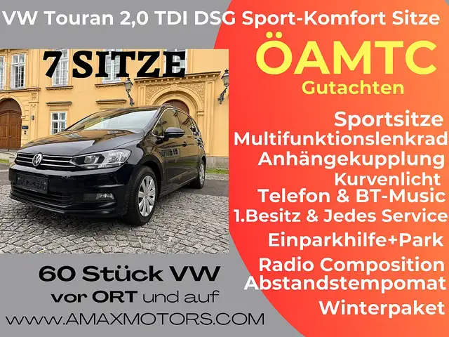 Volkswagen Touran 2,0 SCR TDI DSG 7 SITZE , NAVI Sitzheizung, Spo...