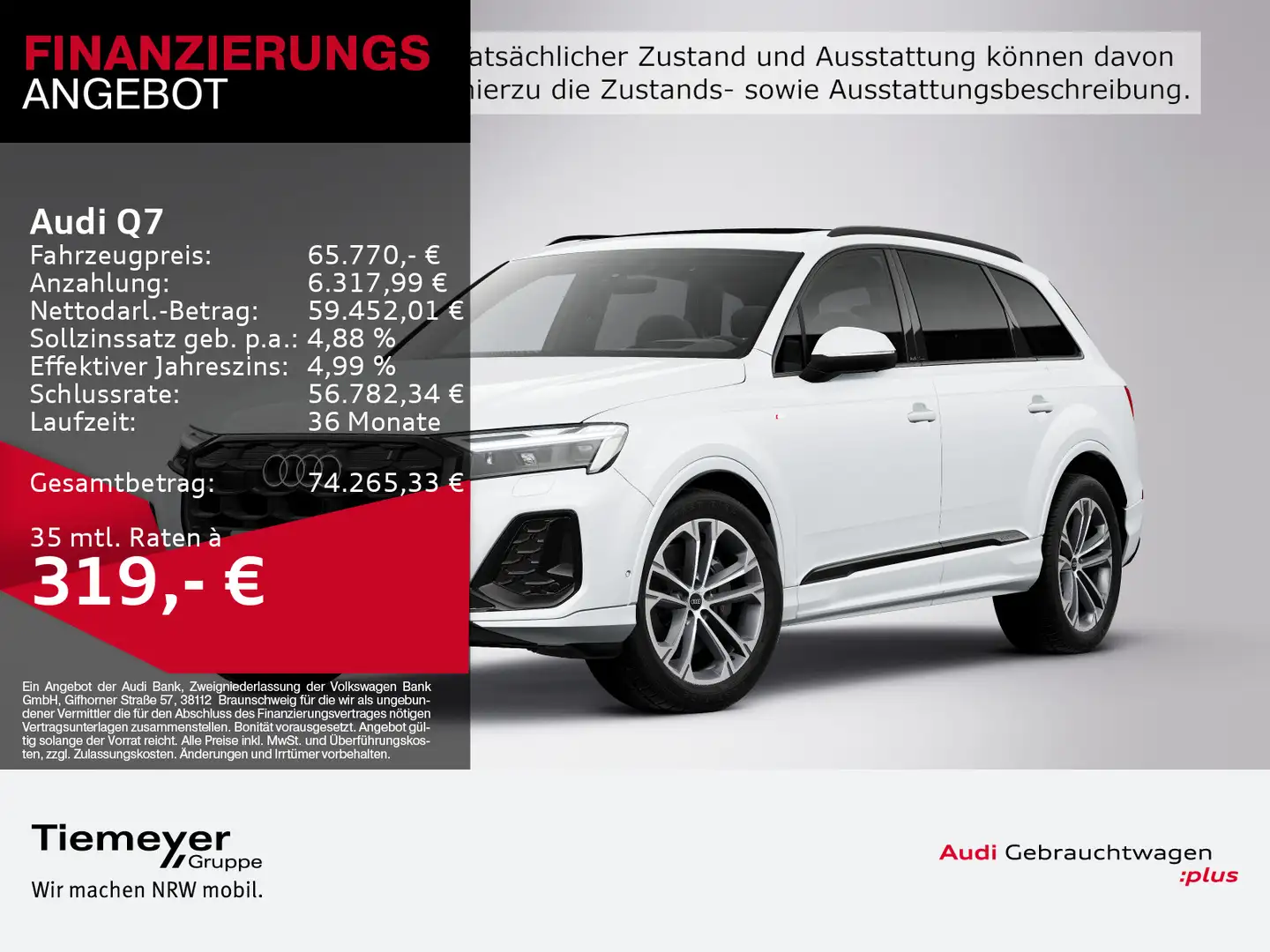 Audi Q7 50 TDI Q S LINE PANO 7-SITZE LUFT AHK HuD MAT Weiß - 1