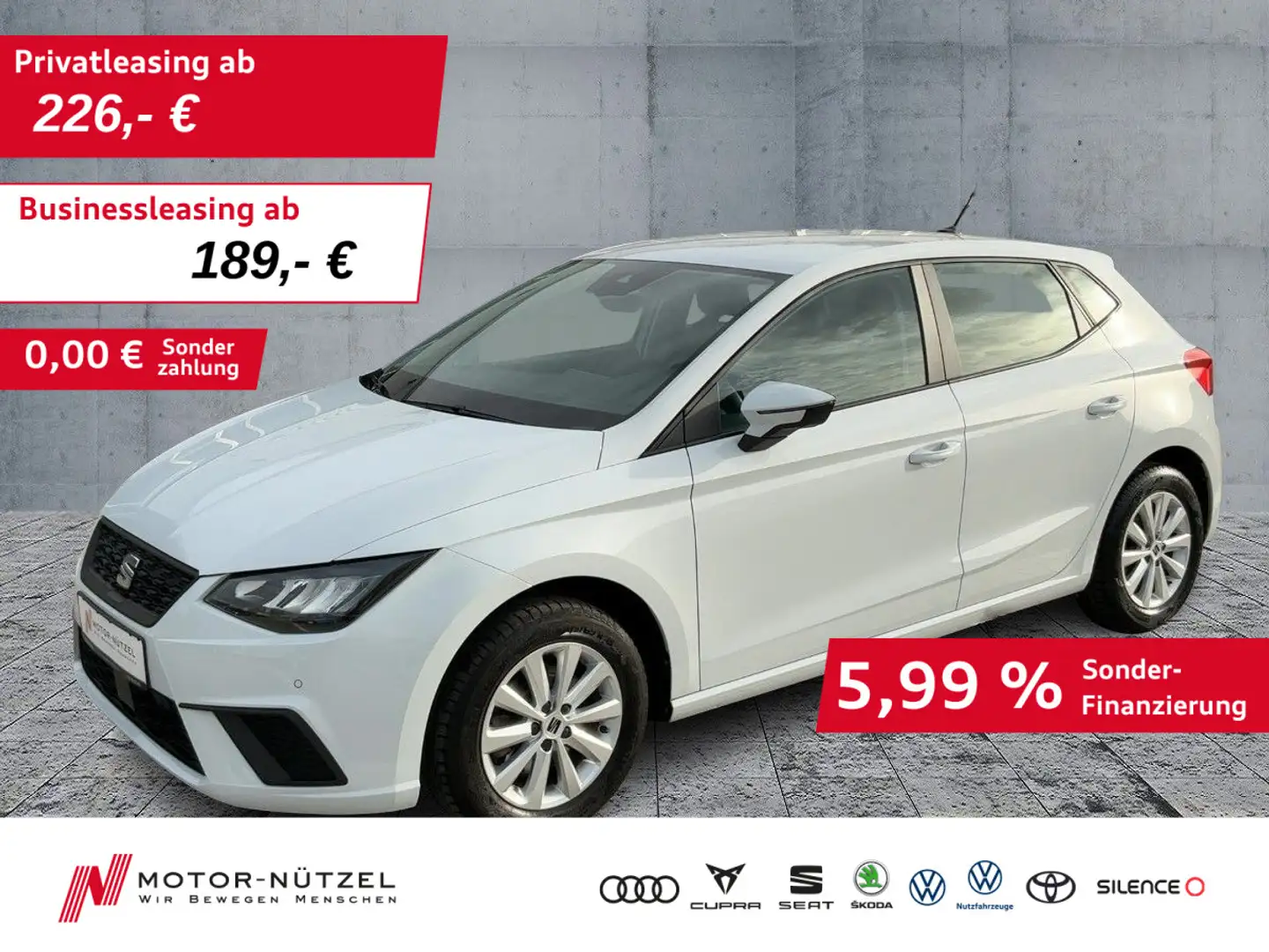 SEAT Ibiza 1.0 TSI DSG STYLE LED+NAVI+APP+SHZ+RFK+GRA Weiß - 1