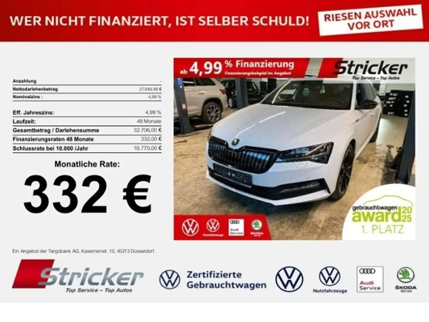 Skoda Superb Combi Sportline iV 1.4TSI DSG 332,-ohne Anzahlung Bianco - 1