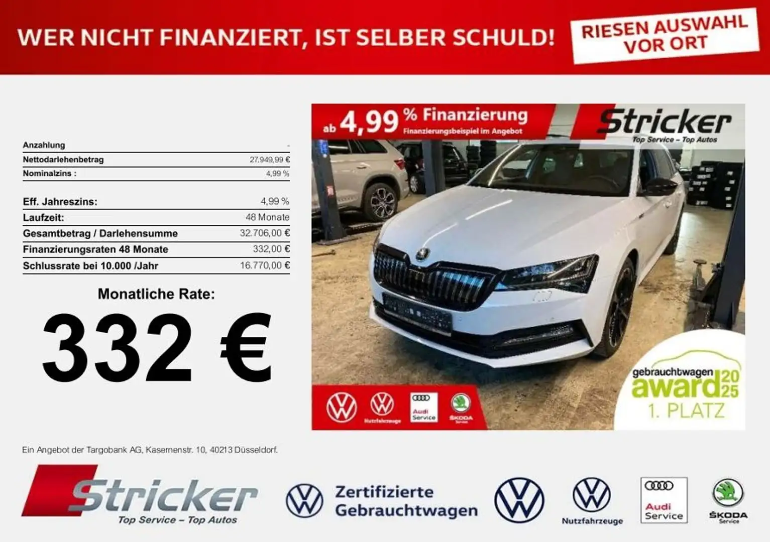 Skoda Superb Combi Sportline iV 1.4TSI DSG 332,-ohne Anzahlung Bianco - 2
