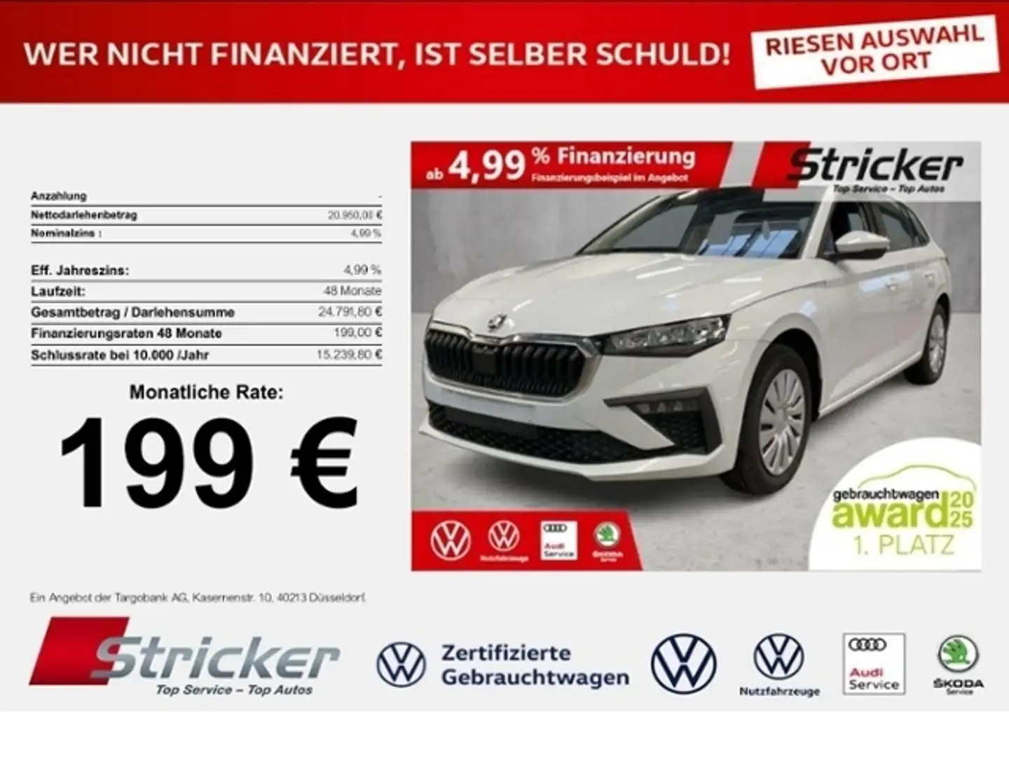 Skoda Scala Essence 1.0TSI DSG 199,-ohne Anzahlung EInparkhil Weiß - 1