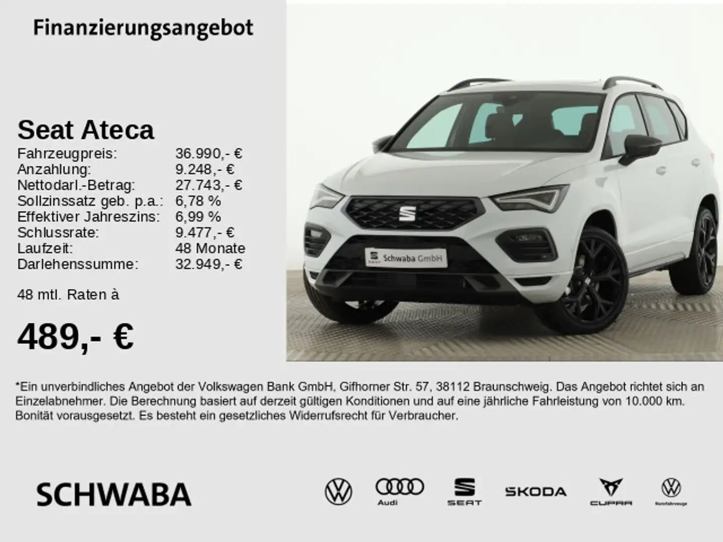 SEAT Ateca FR 2.0 TDI DSG *LED*AHK*ACC*BEATS*PANO*NAV Weiß - 1