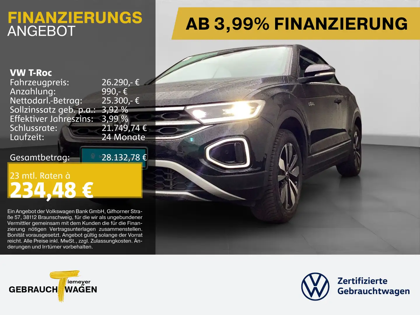 Volkswagen T-Roc Cabrio 1.0 TSI GOAL LED+ NAVI KAMERA LM17 Schwarz - 1
