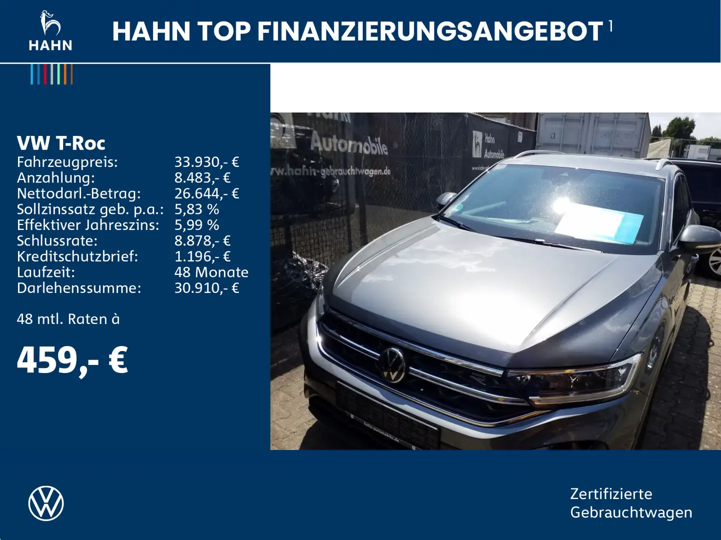 Volkswagen T-Roc 2.0TSI R-Line 4M DSG ACC PDC Climatr LED Grau - 2