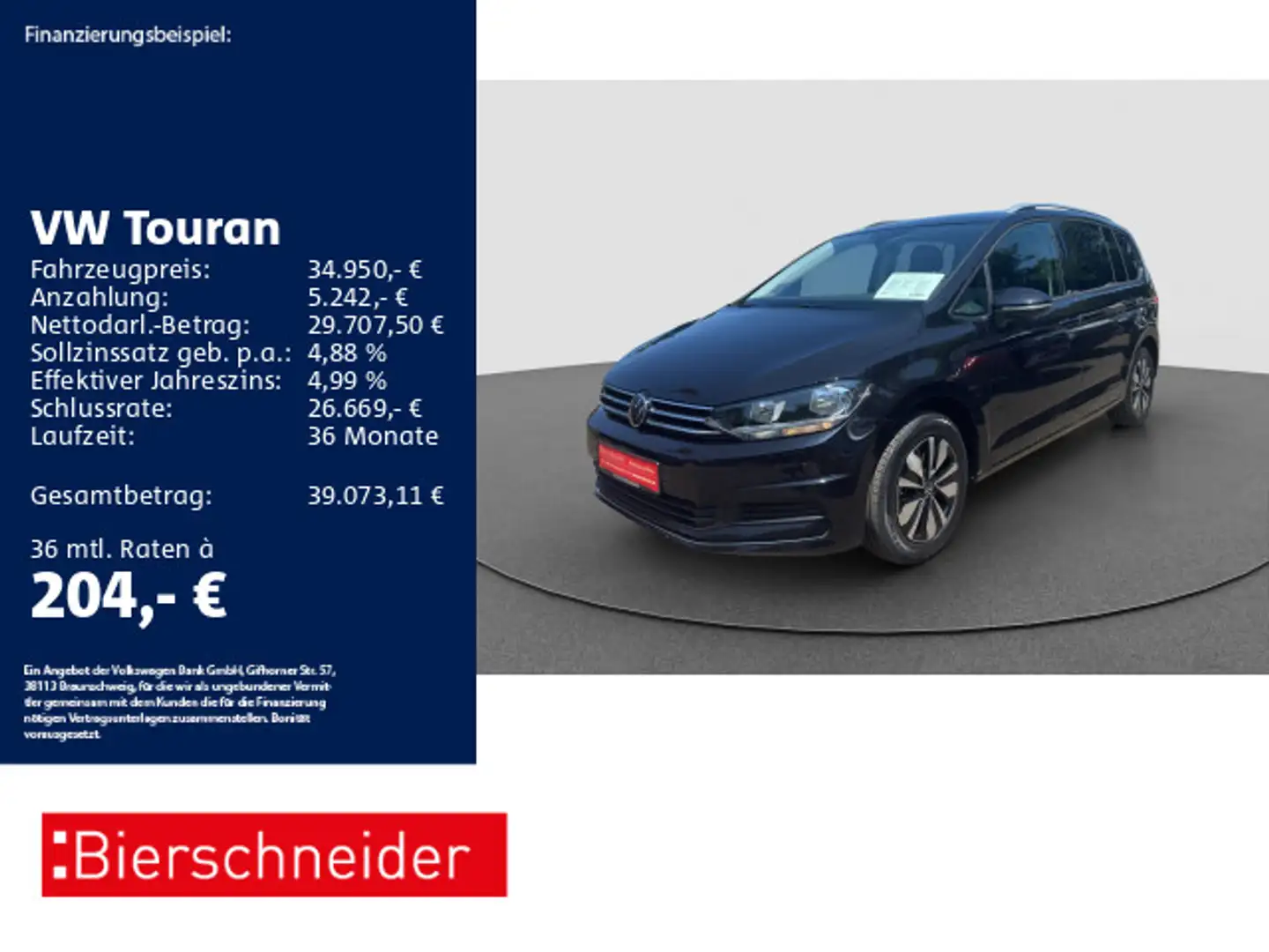 Volkswagen Touran 2.0 TDI DSG Move AHK ACC NAVI DYN Schwarz - 1