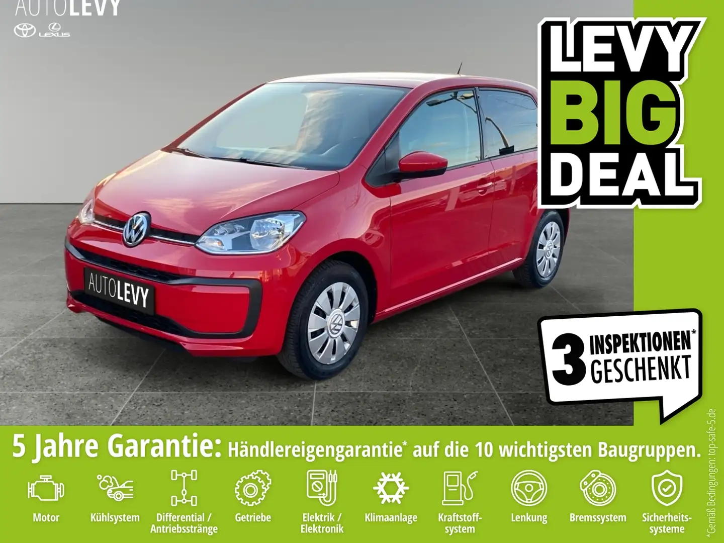 Volkswagen up! 1.0 S&S 5-türig *KLIMA*BLUETOOTH*RADIO*ZV* Rot - 1