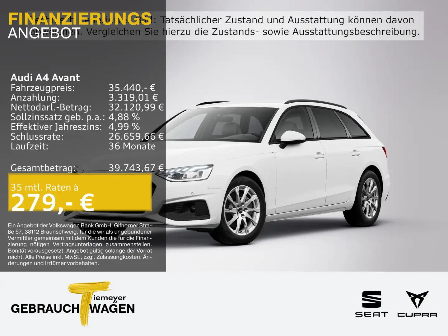 Audi A4 40 TFSI S LINE LED NAVI+ STDHZG LM Weiß - 1