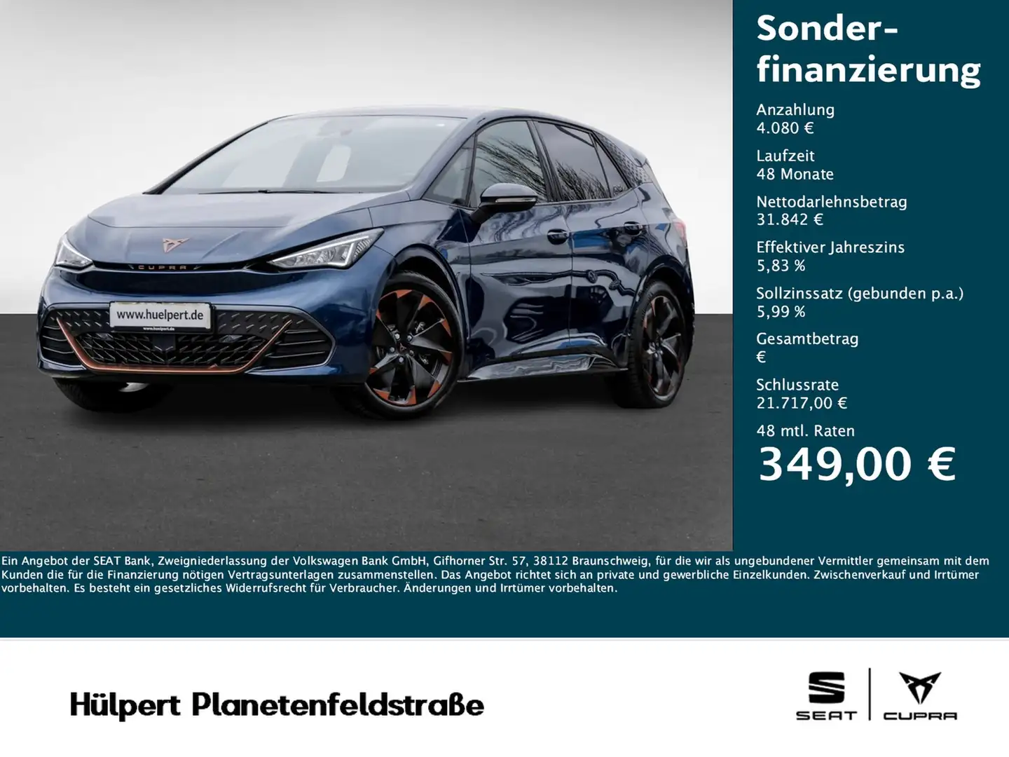 CUPRA Born AR HEAD-UP NAV ACC BEATS 19ZOLL COPPER Синій - 1