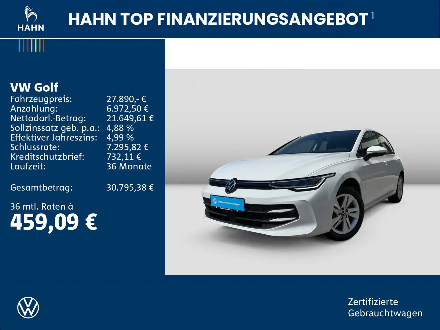Volkswagen Golf VIII 1.5eTSI DSG Life NAV LED ACC SPUR KEY Weiß - 2