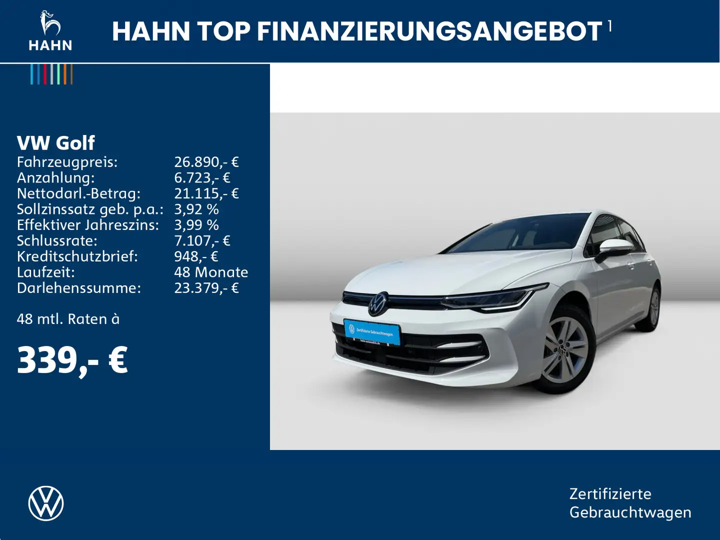 Volkswagen Golf VIII 1.5eTSI DSG Life Nav ACC Keyles Climat Weiß - 2