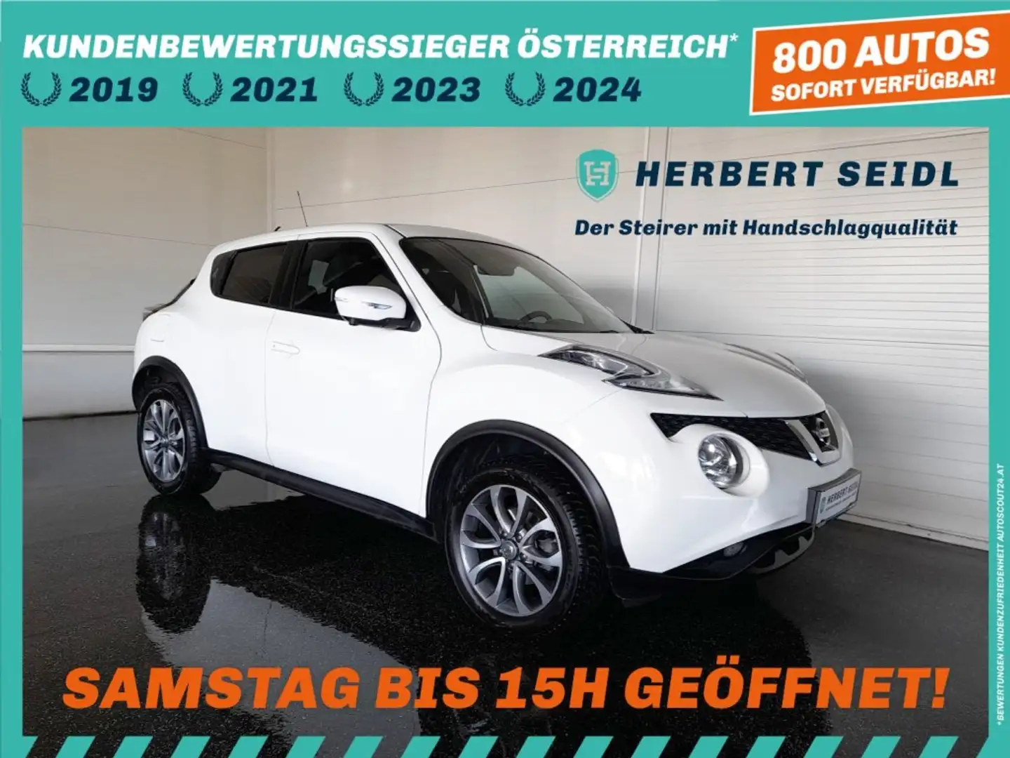 Nissan Juke TEKNA 1,6 Aut *SKY / NAVI / TEMPOMAT / 360° KAMERA / KEYLESS / SHZG* Weiß - 1