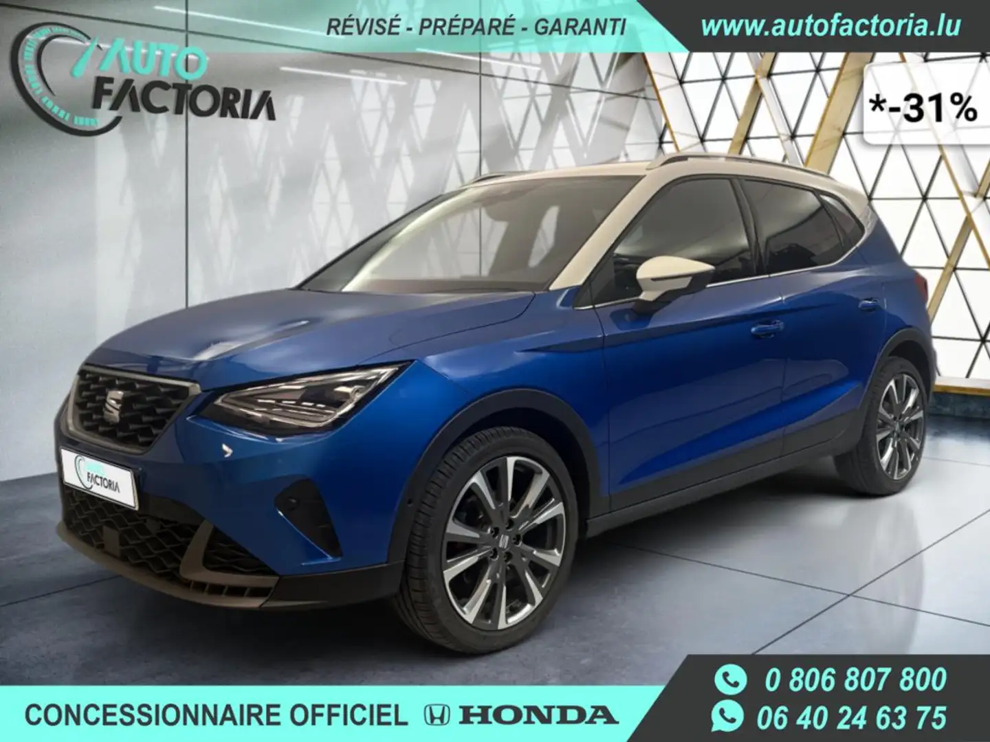 SEAT Arona -31% 1,0 TSI 115cv FR+GPS+CAM+PARK ASSIST+Opts Bleu - 1