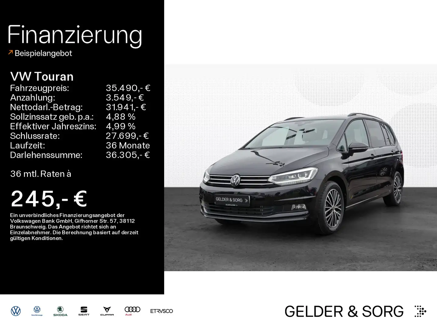 Volkswagen Touran Comfortline 1.5 TSI 7Sitze*RFK*LED*ACC Negro - 1