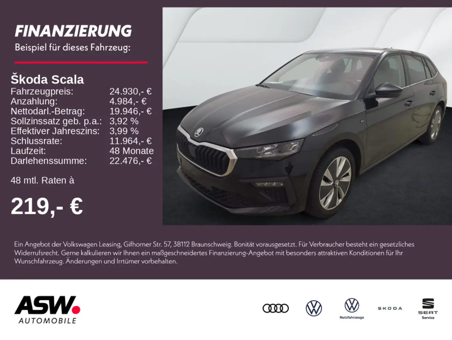 Skoda Scala Selection 1.0 TSI DSG LED Navi RFK ACC AHK Schwarz - 1