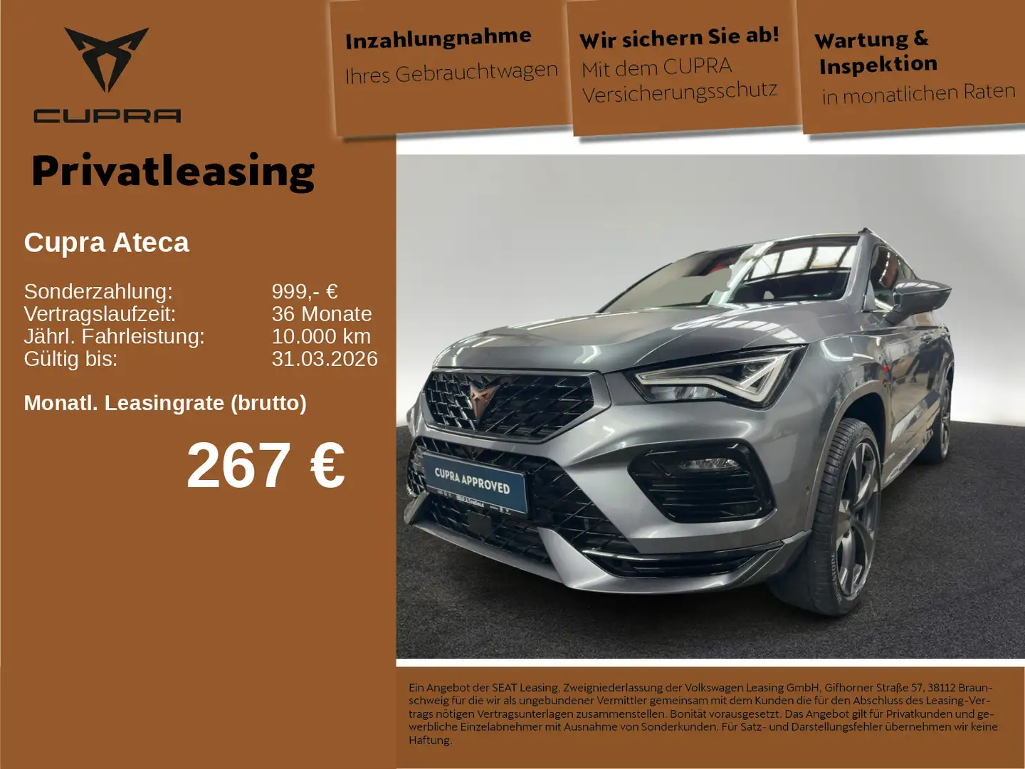 CUPRA Ateca 2.0 TSI 4Drive 19 ACC AHK NAVI RFK KEYLESS Grau - 1
