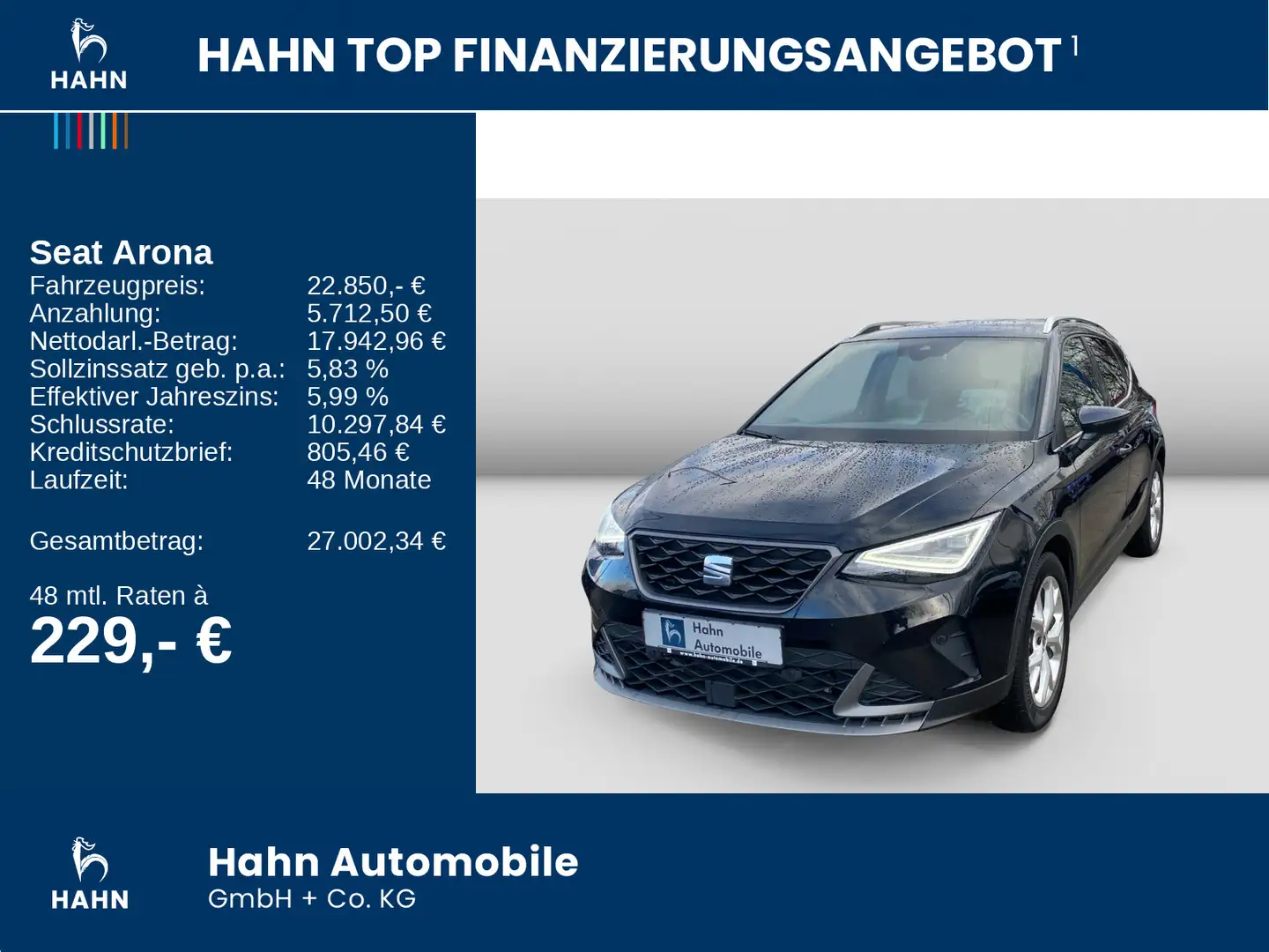 SEAT Arona 1.0TSI DSG FR LED PDC DAB Navi Klimaaut Schwarz - 2
