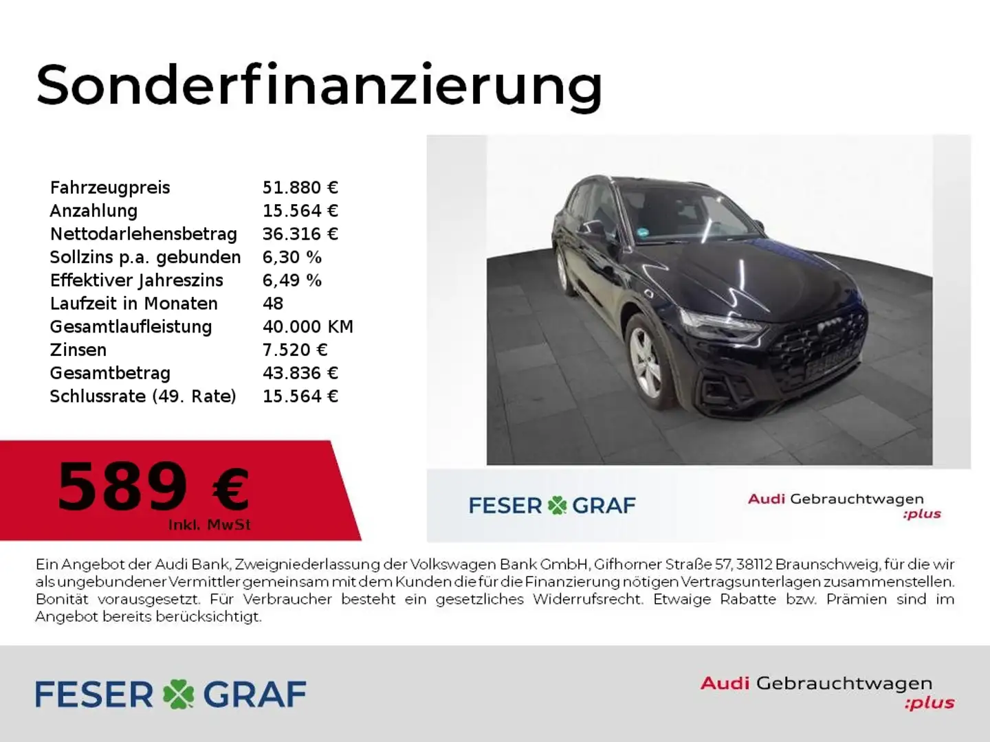 Audi Q5 40 TDI qu S Line Int Luft/air,Navi,Matrix,Pano,Sta Schwarz - 1