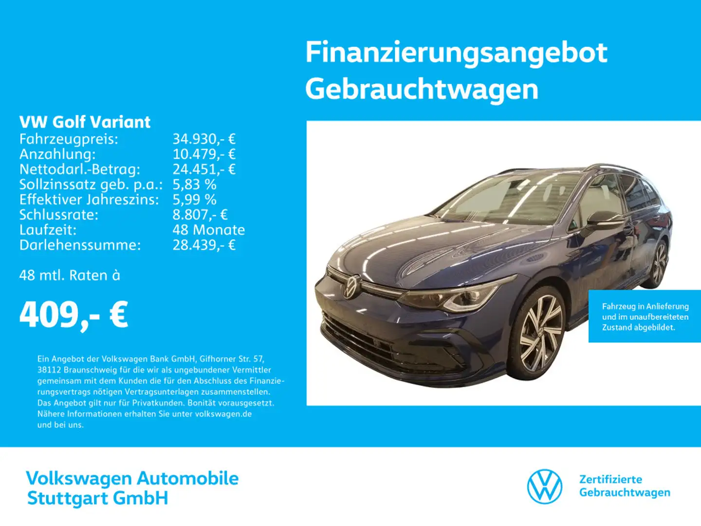 Volkswagen Golf Variant R-Line 2.0 TSI DSG Navi Kamera AHK Blau - 1