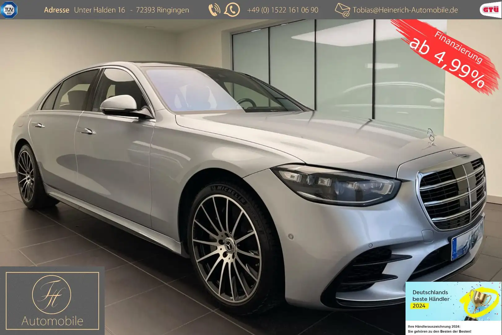 Mercedes-Benz S 580 4Matic L*Pano*HUD*Distr*Exclusive*VOLL Argintiu - 1