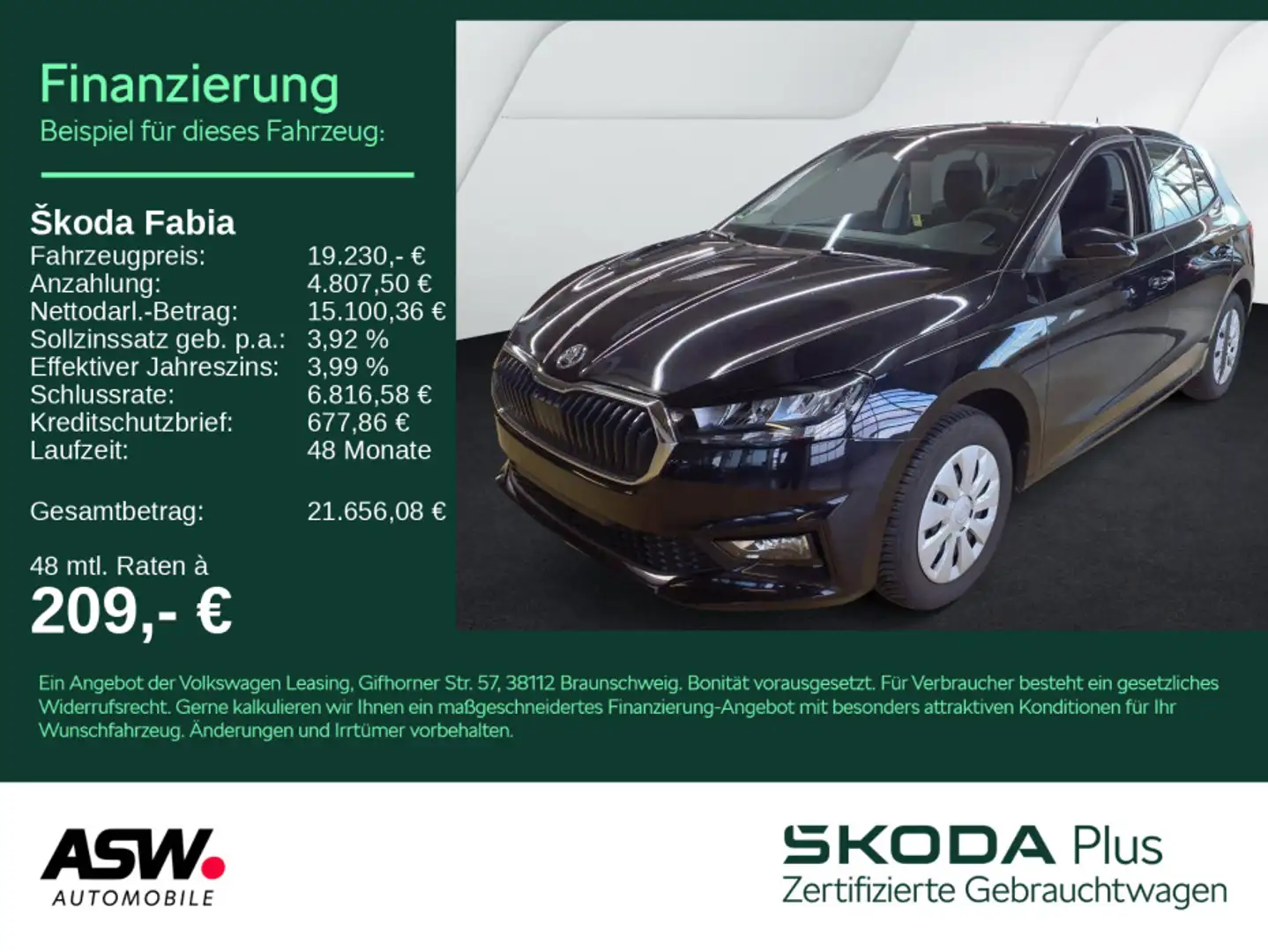 Skoda Fabia Essence 1.0 TSI LED Klima PDC SHZ AHK Schwarz - 1