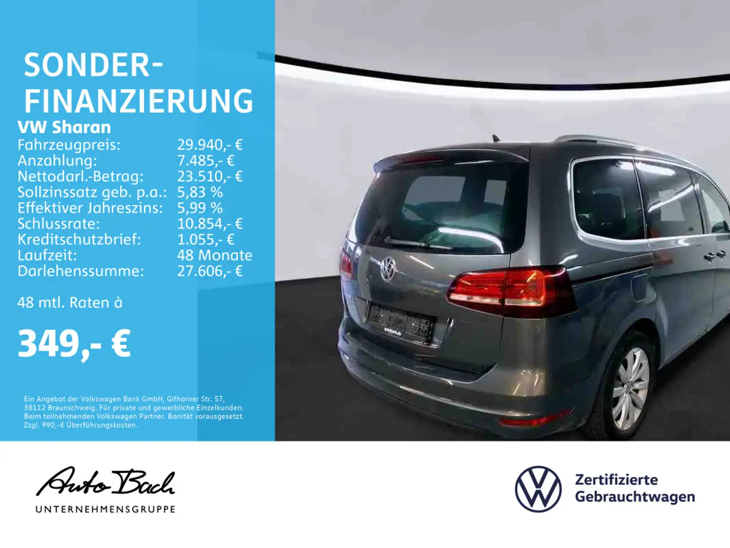 Volkswagen Sharan 1.4 TSI DSG Highline, Navi, Xenon, AHK, Standhei Gris - 2