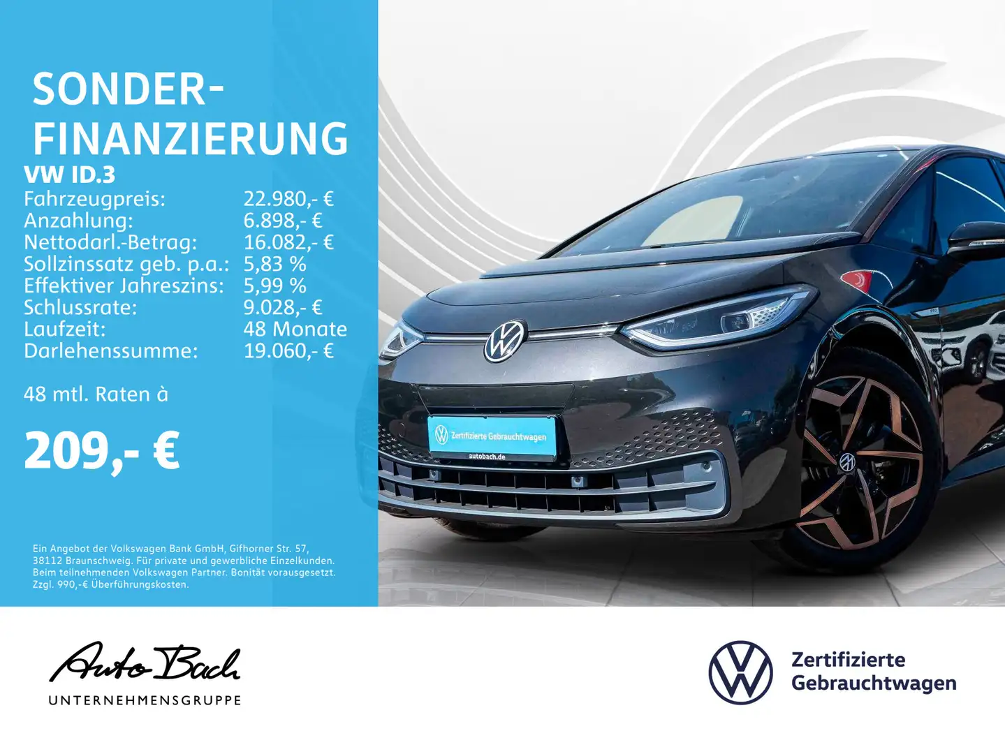 Volkswagen ID.3 Pro Business Navi Matrix ACC EPH Climatroni Gris - 1