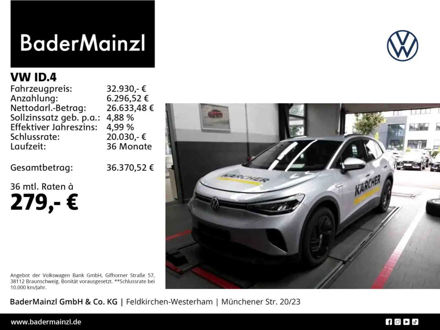 Volkswagen ID.4 Pro Performance 77kWh (82kWh) AHK WäPu 360° Silber - 1
