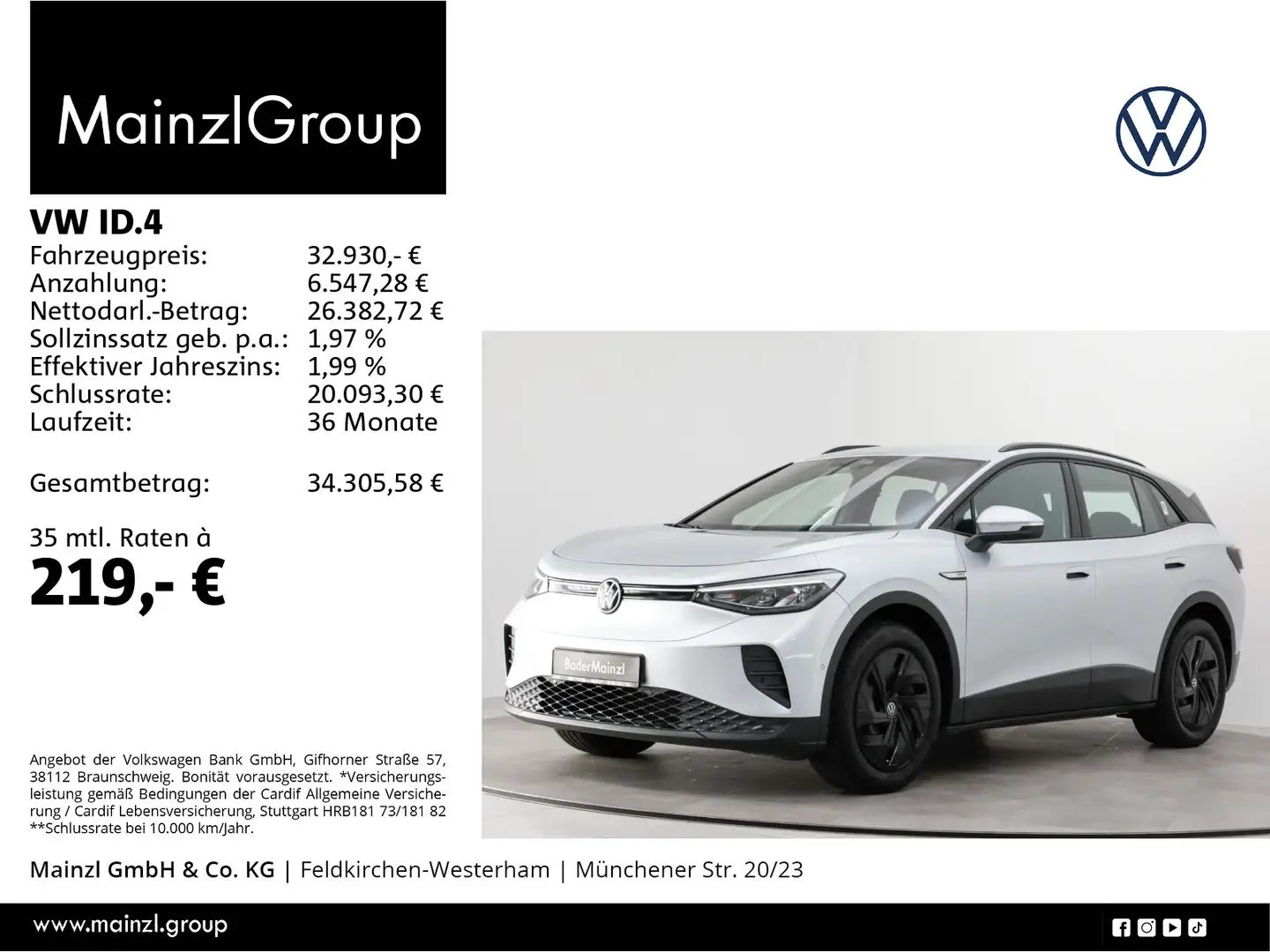 Volkswagen ID.4 Pro Performance 77kWh (82kWh) AHK WäPu 360° Silber - 1