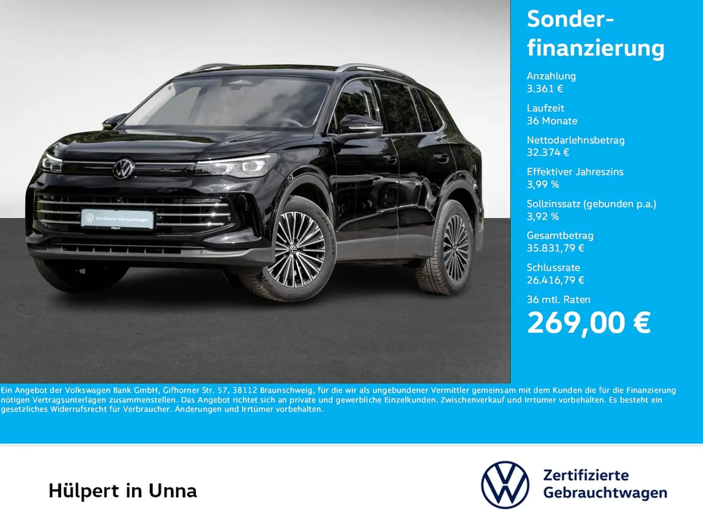 Volkswagen Tiguan 1.5 eTSI ELEGANCE NEUES MODELL AHK 360CAM Schwarz - 1