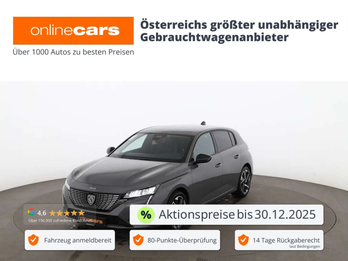 Peugeot 308 1.5 BlueHDi 130 Allure Aut LED NAVI LEDER PDC Gris - 1