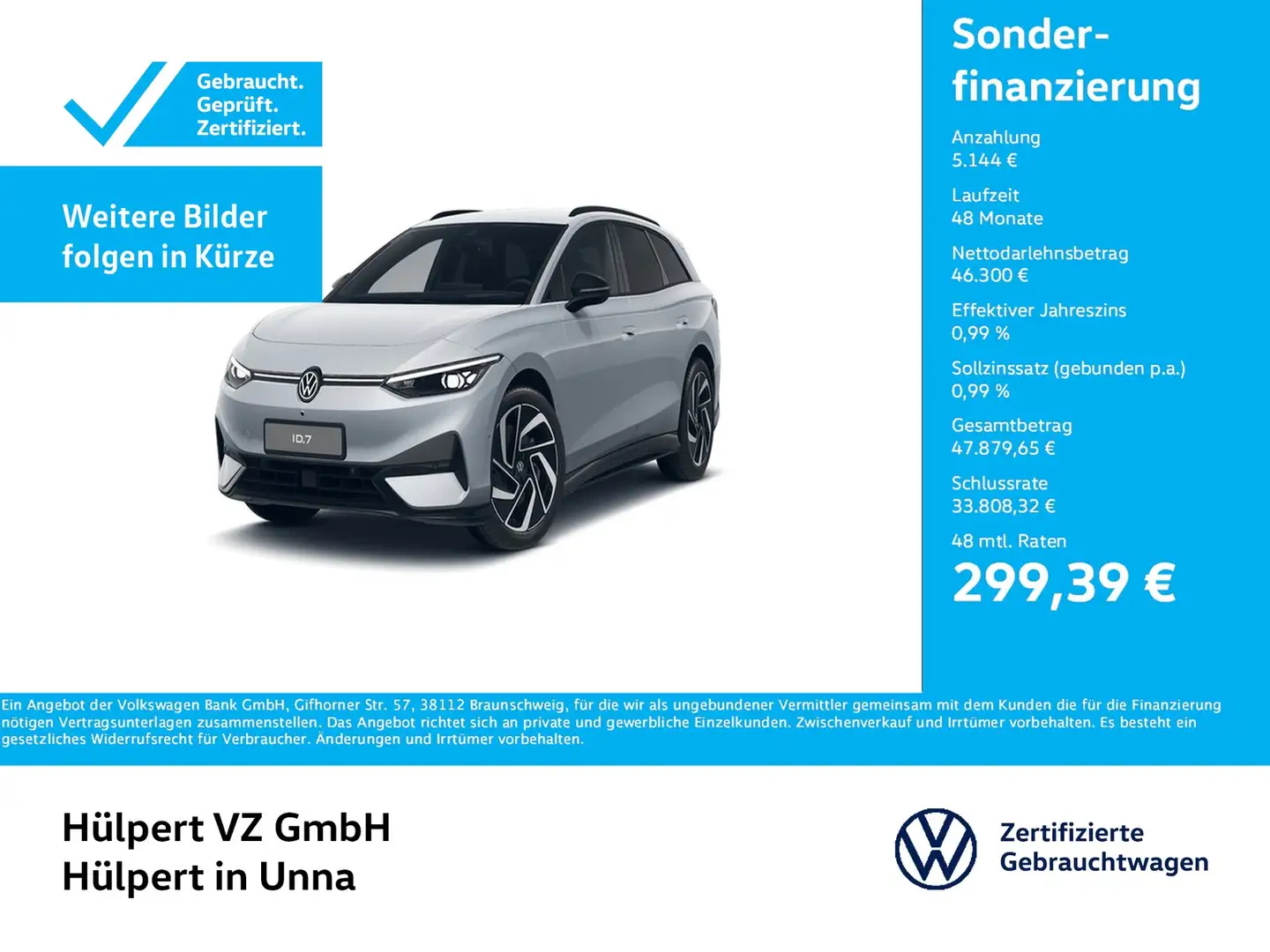 Volkswagen ID.7 Tourer PRO WÄRMEPUMPE AHK 360°CAM ACC LM20 Silber - 1