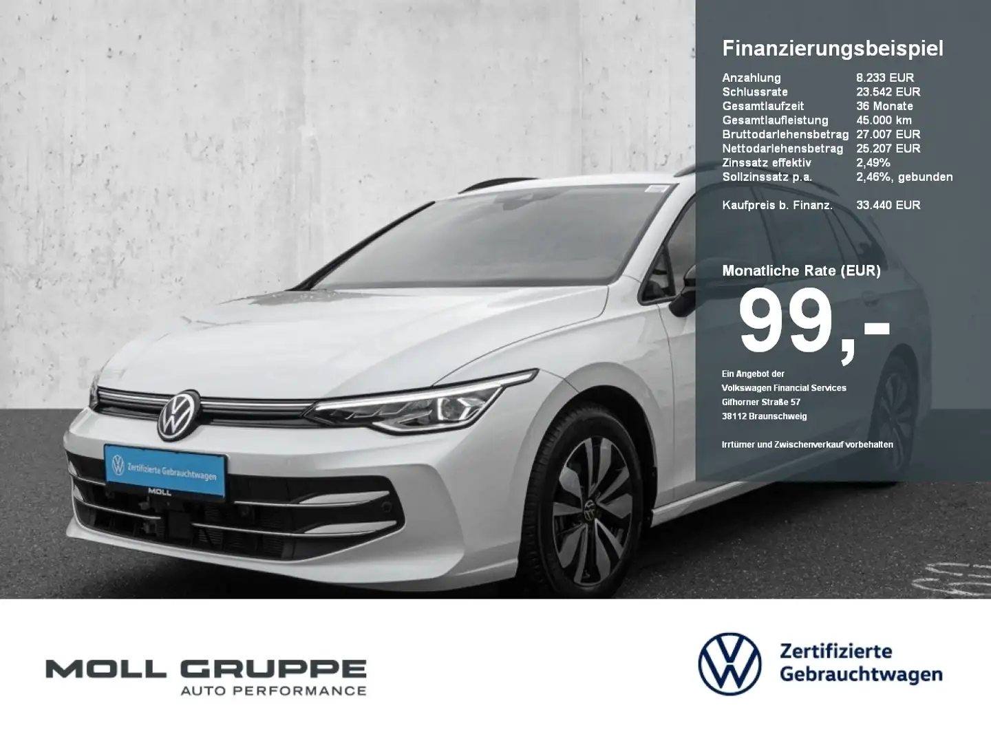 Volkswagen Golf Variant 2.0 TDI DSG Life 360 ACC AHK AUT LM Weiß - 1