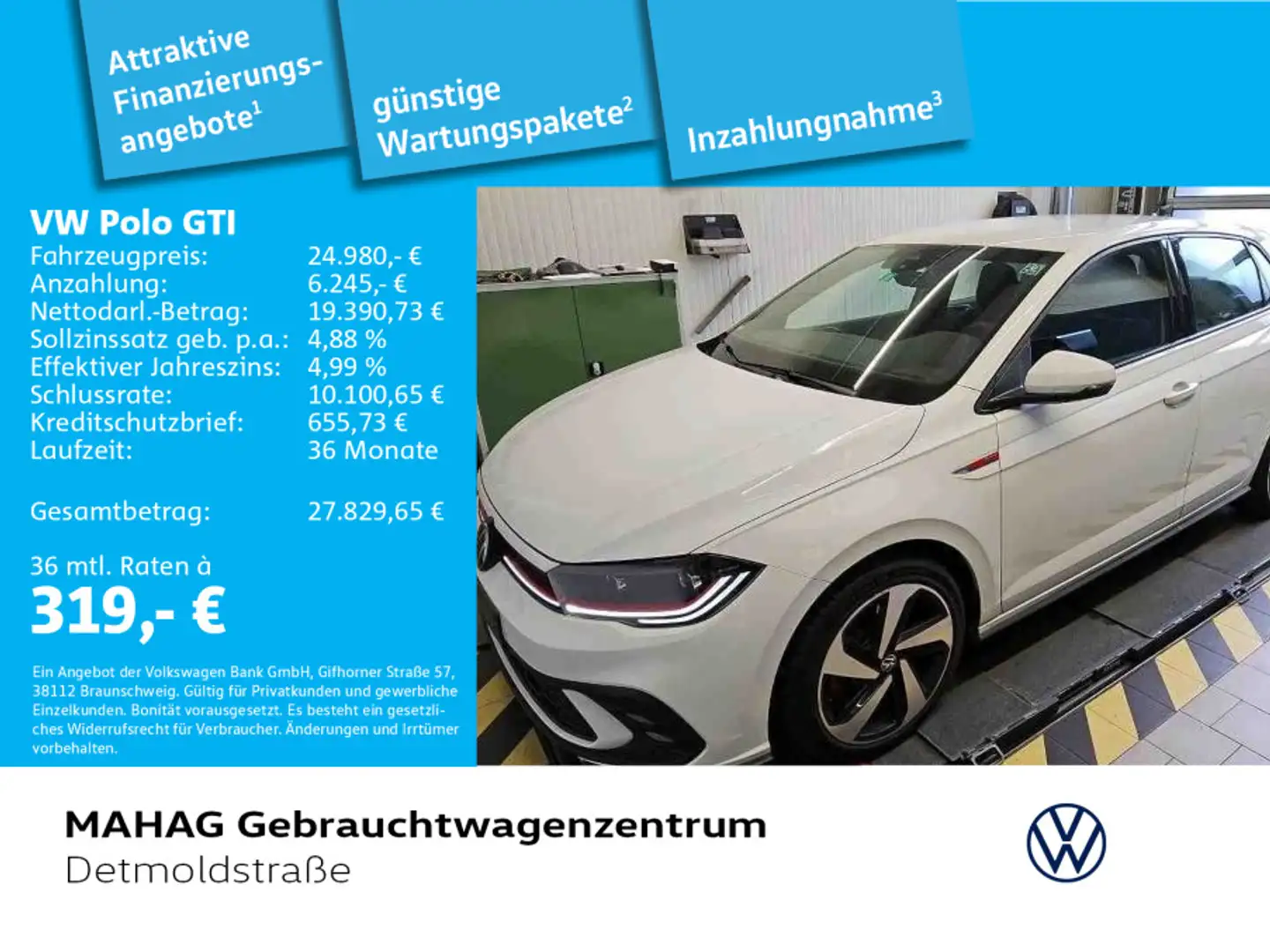 Volkswagen Polo GTI 2.0 TSI IQ.Light AppConnect Alu17Milto Weiß - 1