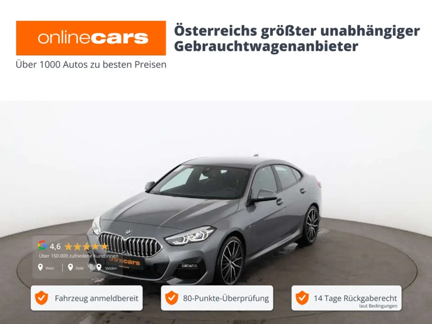 BMW 218 i Gran Coupe M-Sport Aut LED RADAR NAVI LEDER Gris - 1