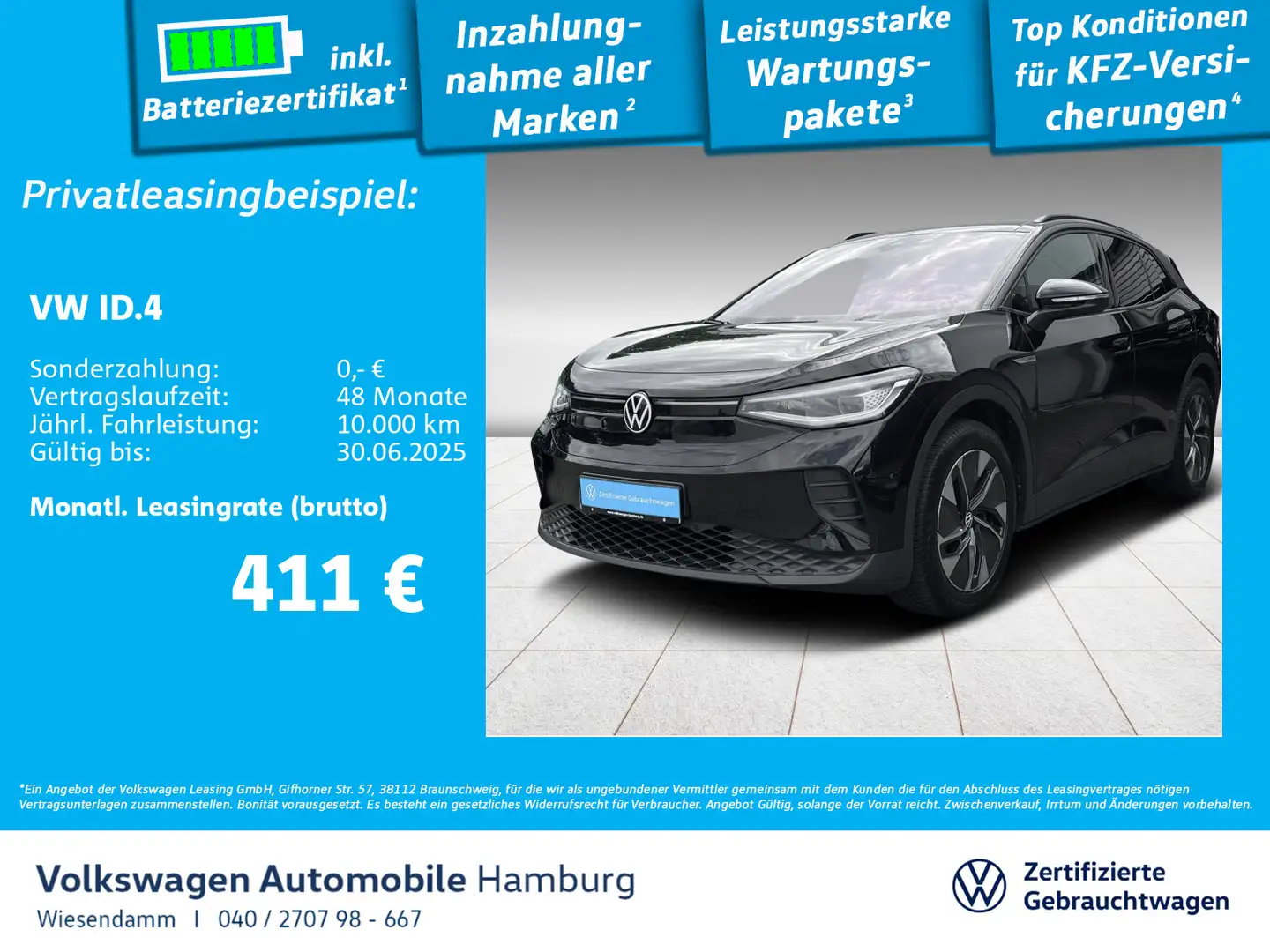 Volkswagen ID.4 Pro Performance AHK/PANO/LED/ACC/KAMERA Schwarz - 1