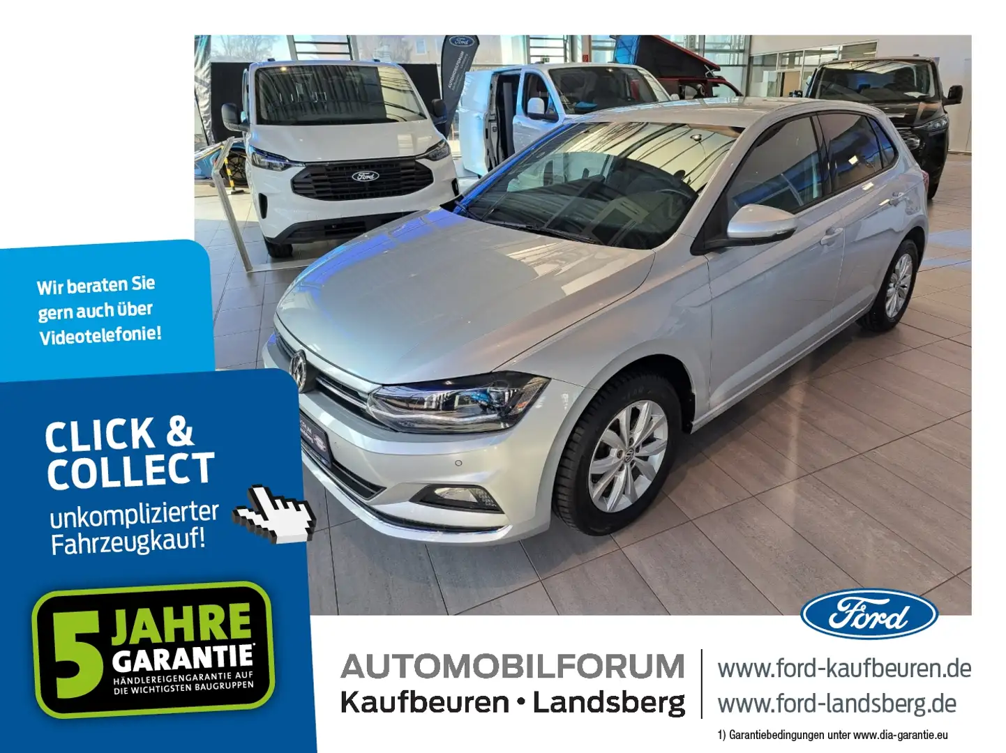Volkswagen Polo VI 1.0 TSI Highline LED ACC Navi PDC RFK Argent - 1