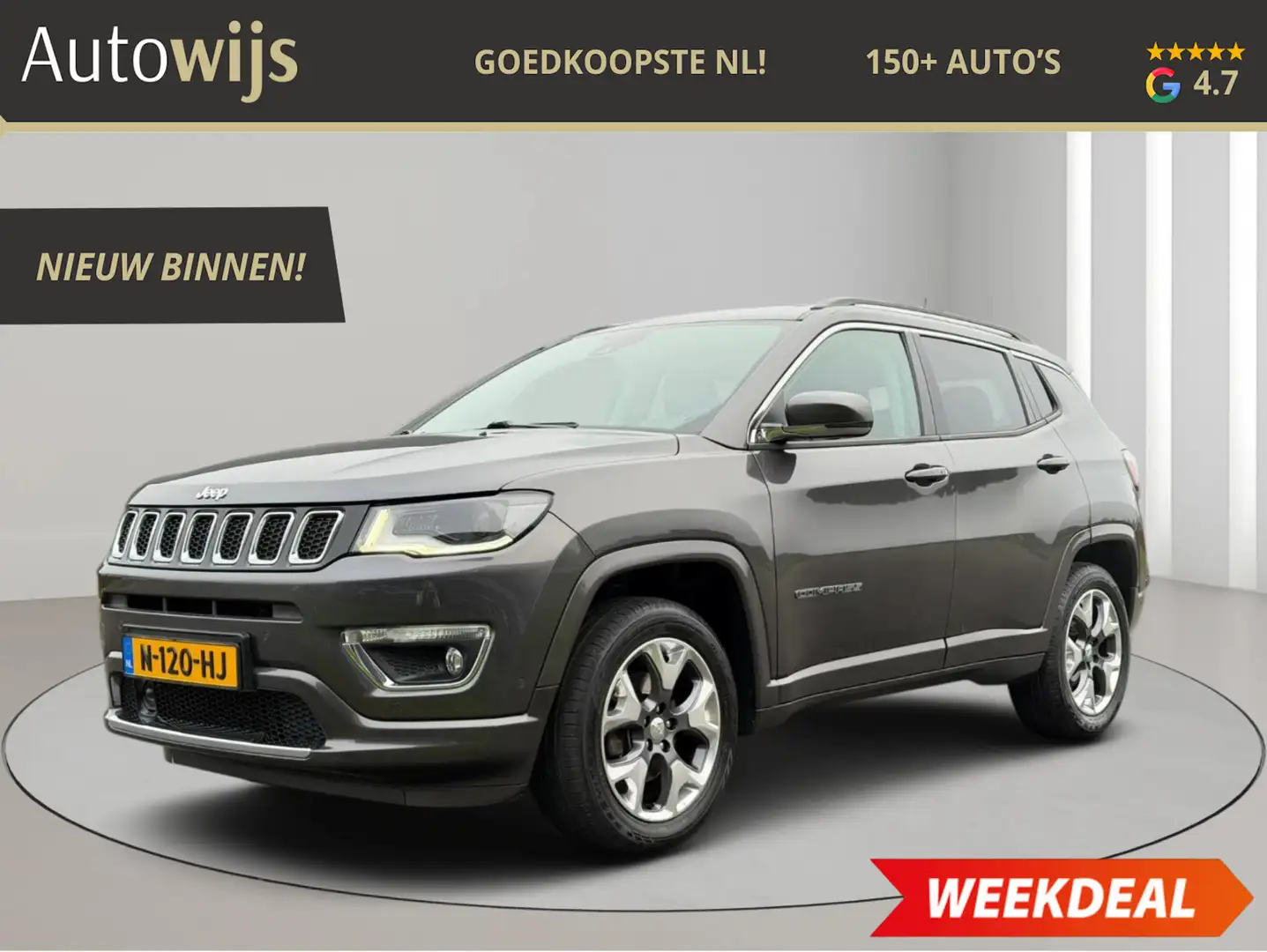 Jeep Compass 1.4 MultiAir Limited 4x4|CAMERA|TREKHAAK|LED|AUT|N Gris - 1