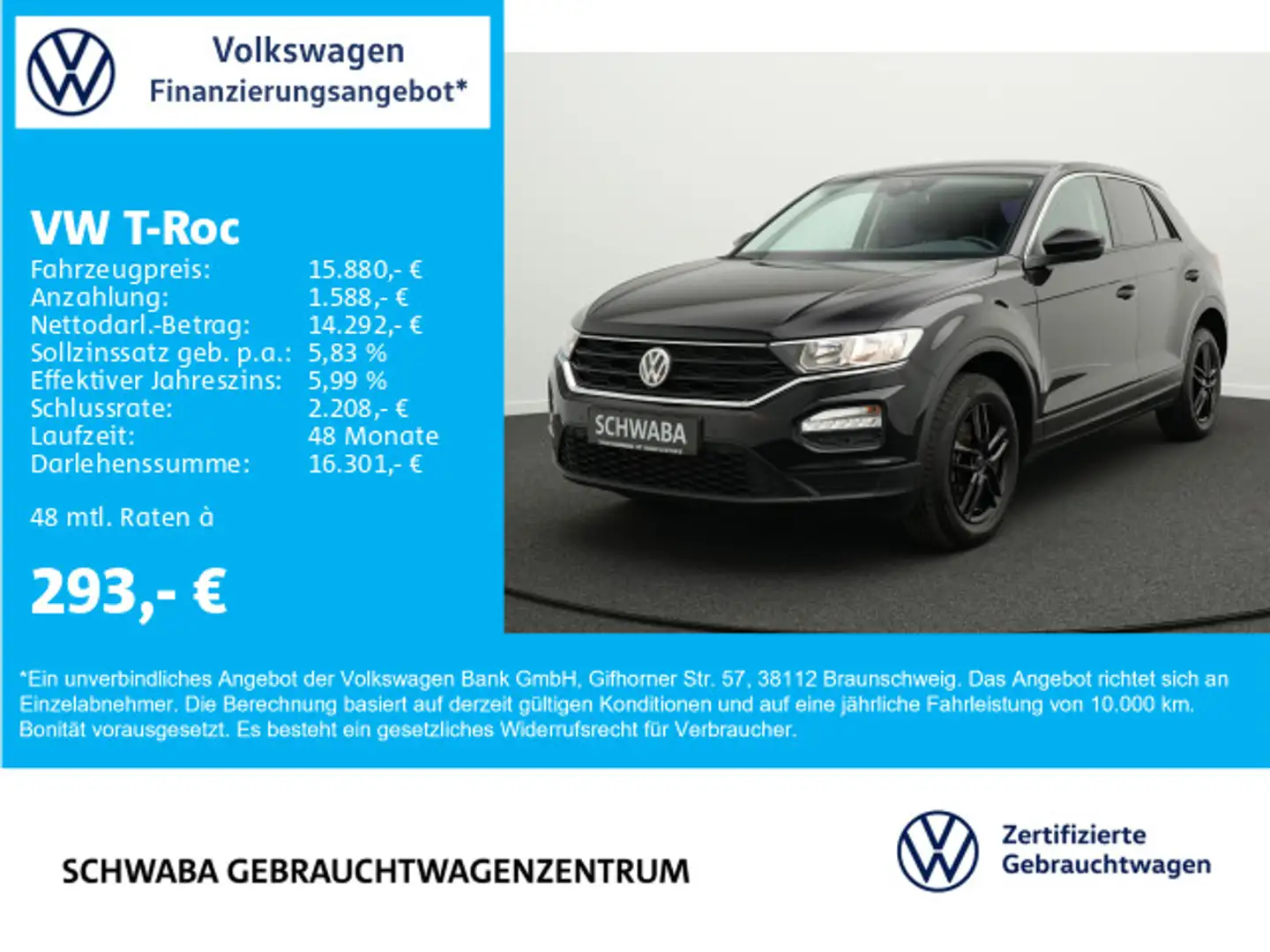 Volkswagen T-Roc 1.0 TSI APP*LANE*PDC*SHZ*KLIMA* Black - 1
