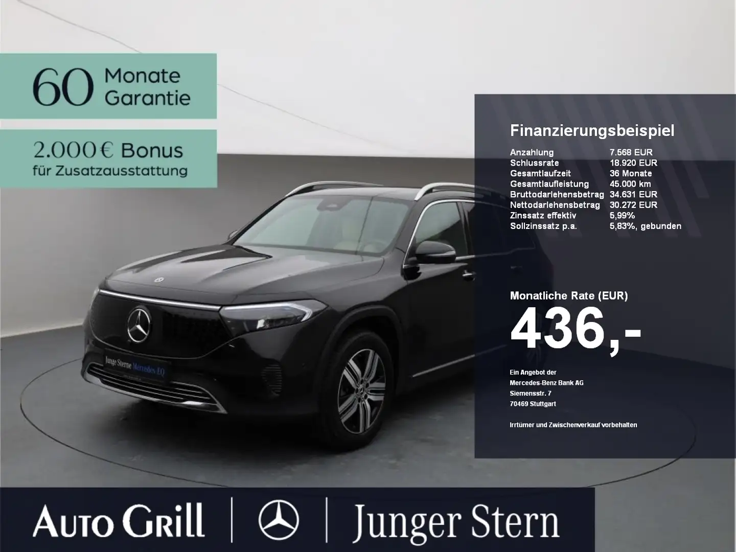 Mercedes-Benz EQB 350 4M Progressive 360 Distronic Memo AHK Noir - 1