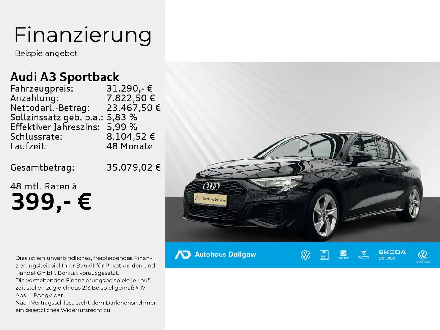 Audi A3 S line 35 TFSI (150PS) S-Tronic+RFK Schwarz - 2