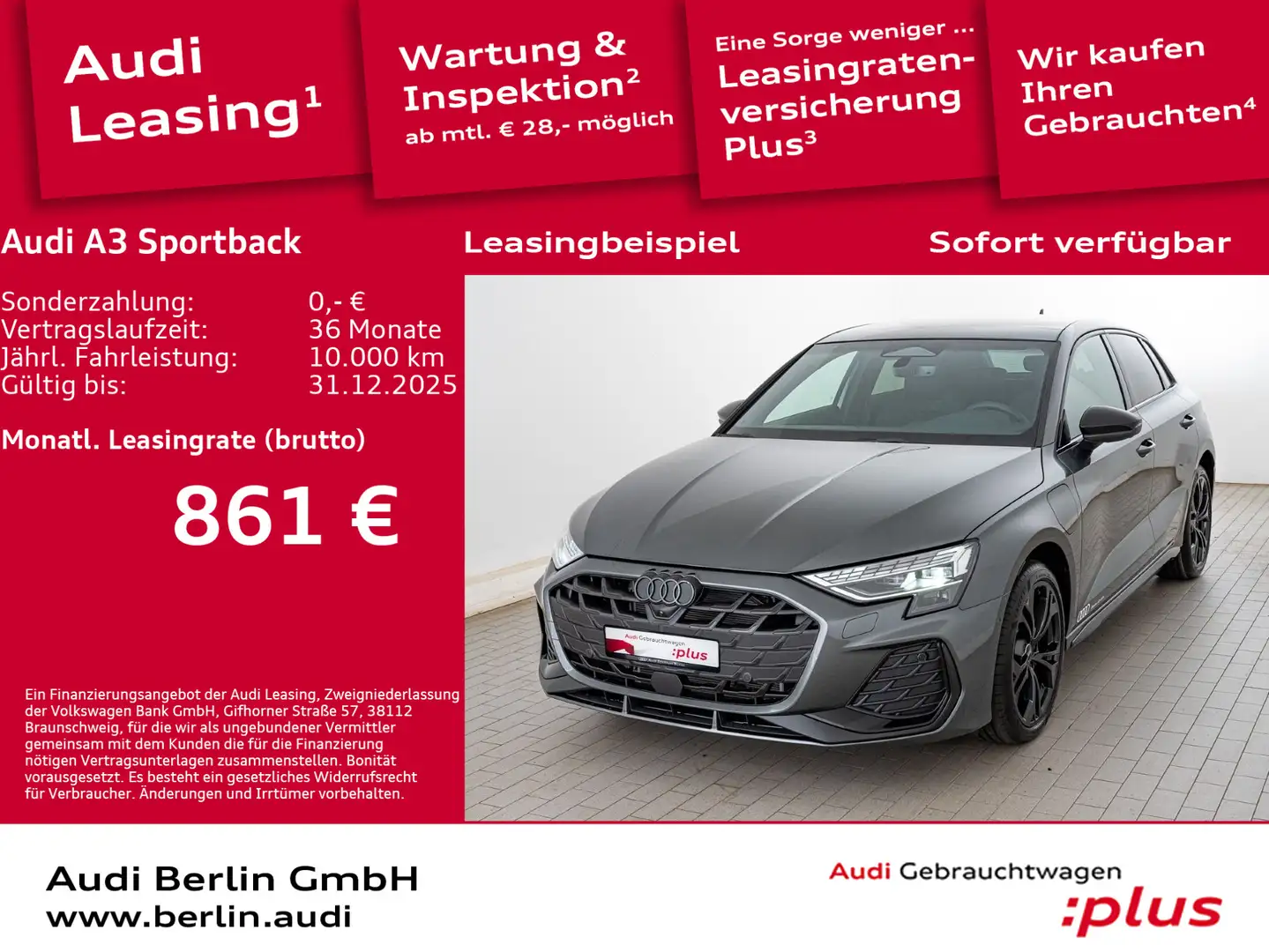 Audi A3 S line TFSI e S tronic Grau - 1