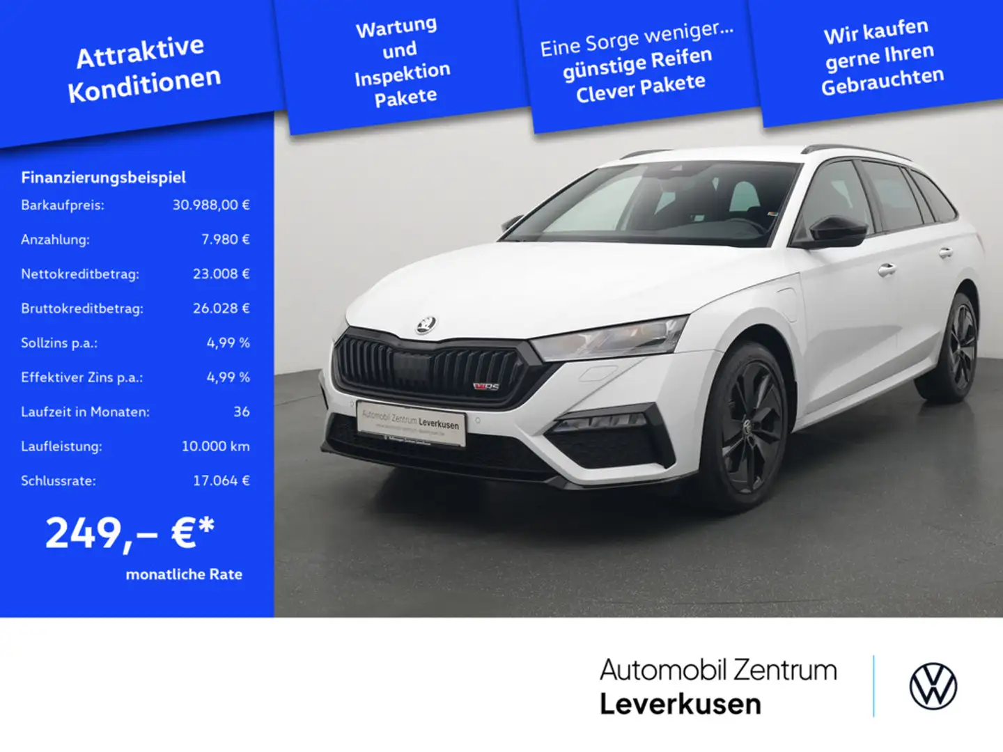 Skoda Octavia Combi RS 1.4 iV DSG VIRT LED AHK SHZ Weiß - 1