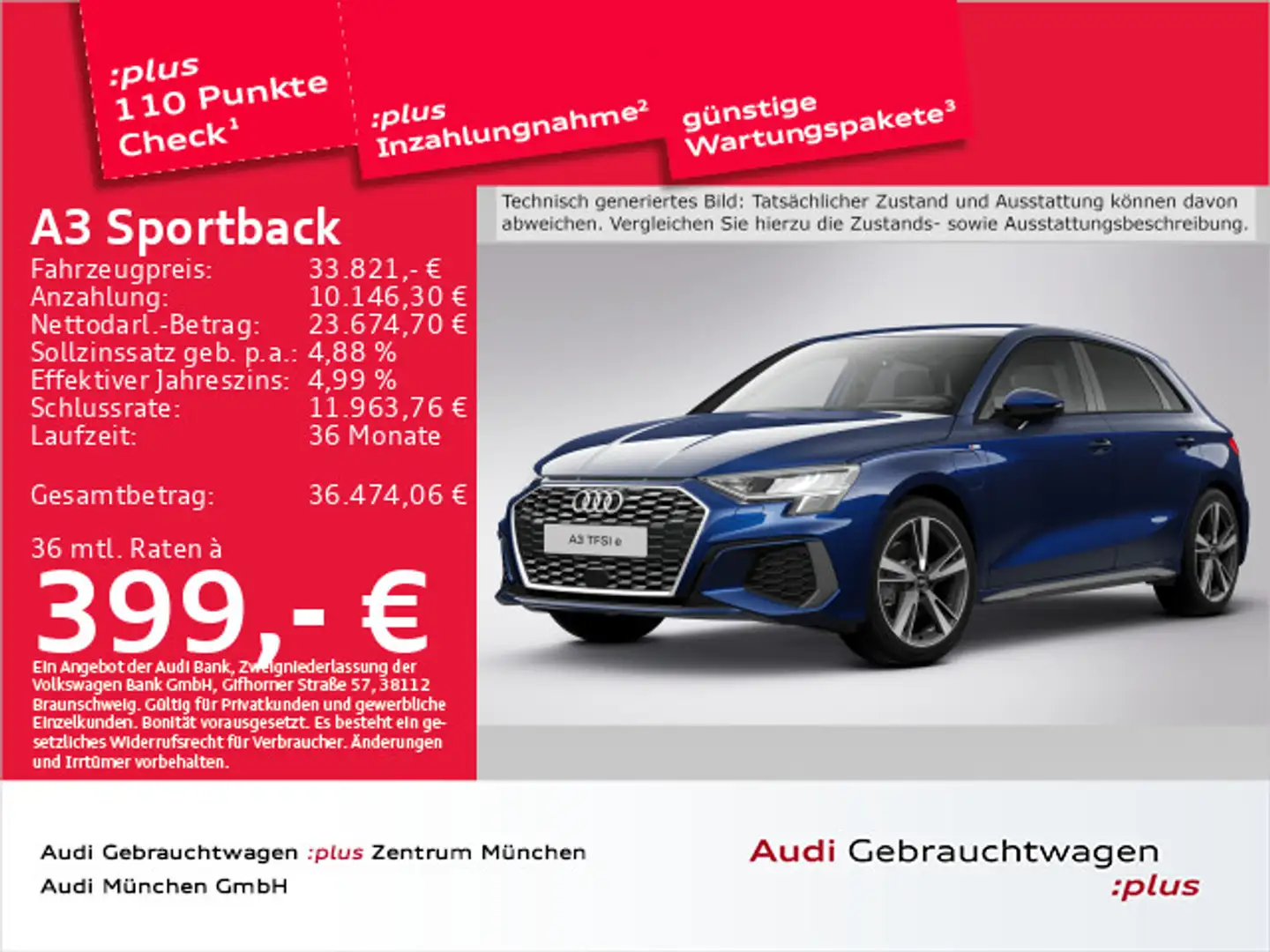Audi A3 40 TFSI e S tronic S line AHK/B&O/N Blau - 1