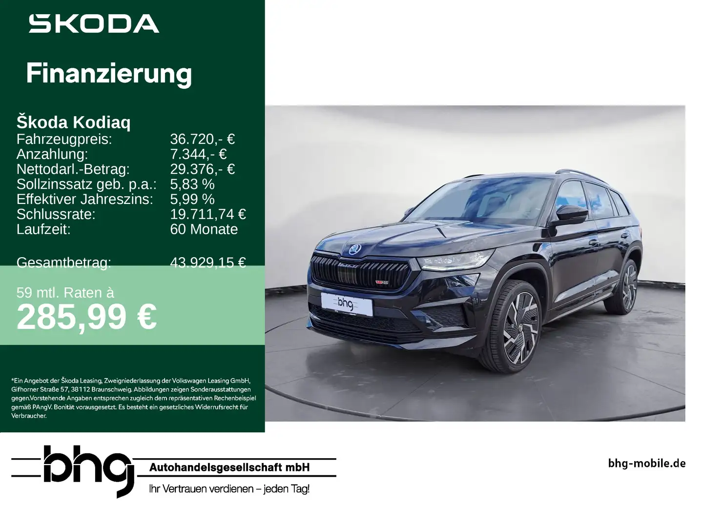 Skoda Kodiaq RS 2.0 TSI DSG 4x4 Business Amundsen Matr Schwarz - 1