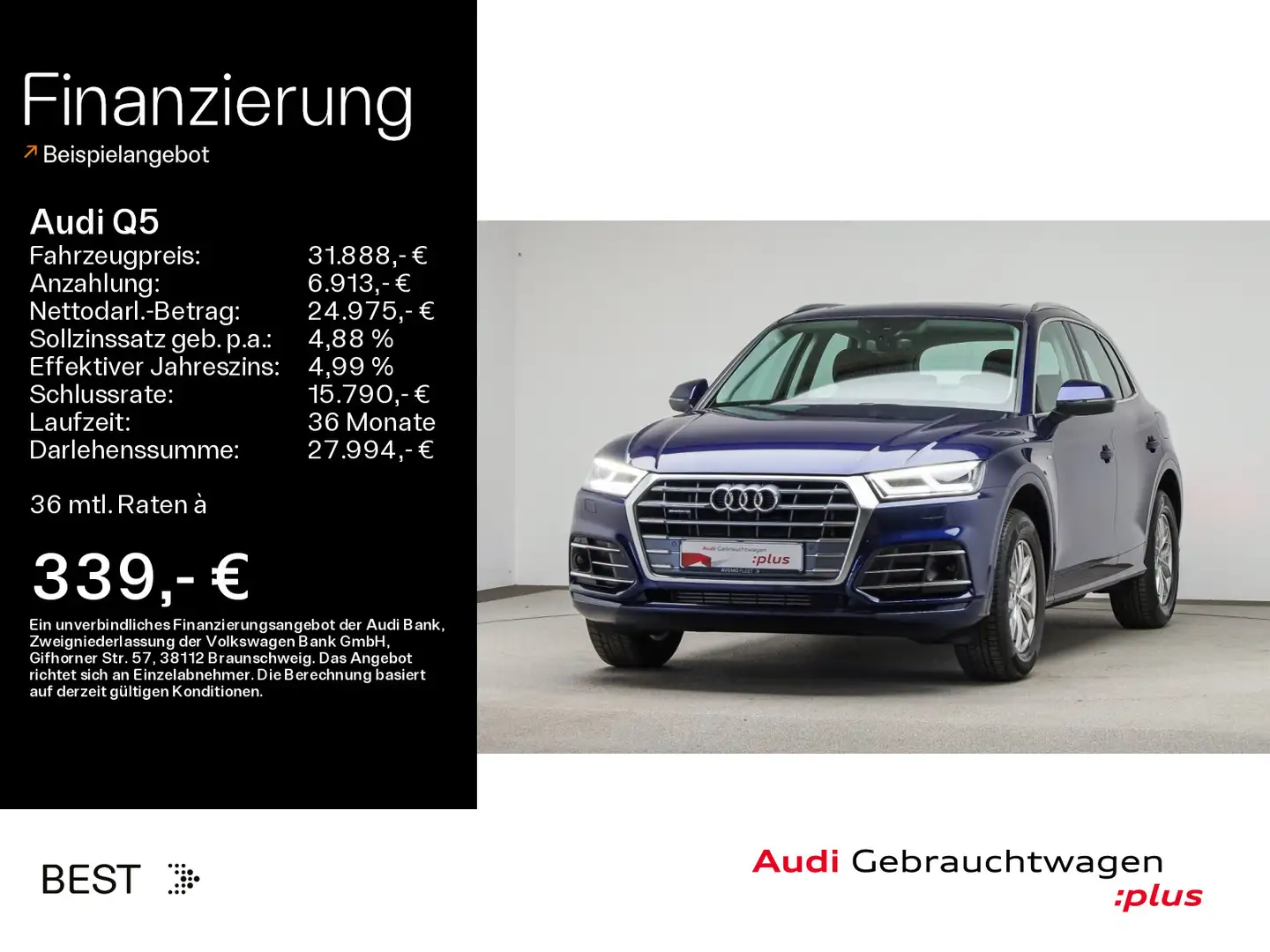 Audi Q5 design 50 TFSI e qu. Pano*B&O*Assist*Matrix Blau - 1